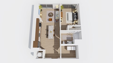 Floor plan for 1 bed, 1 bath, 640 sqft